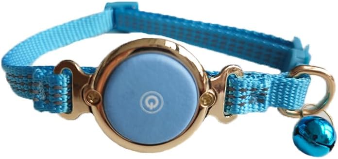 Tracking tag Cat Collar - Compatible with Apple Find My (Tracking tag Included), Reflective Line & Bell, Tracker Holder for Cats (Adjustable 9-13"), Pet Collar for Location Tracker (Blue)