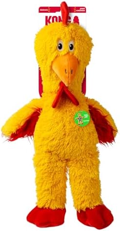 KONG Knots Chicken Dog Toy – Internal Knotted Rope & Dual Squeakers – Durable Plush with Minimal Stuffing, Indoor/Outdoor Chew & Tug Toy (Extra Large)