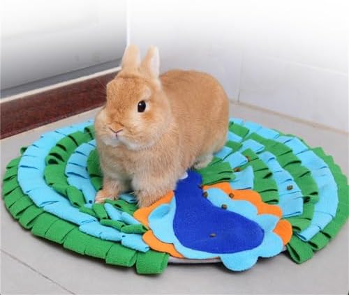 Pet Snuffle Mat Dog Foraging Food Mats Interactive Feeding Puzzle Toy Animal Design Fleece Slow Feeder Treat Dispenser for Dogs Rabbits Guinea Pigs (Peacock)
