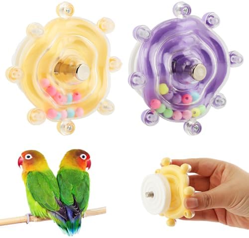 2 Pcs Spinning Bird Toys for Parakeets, Interactive Parrot Toys