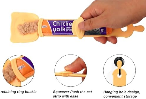 2 Pack Cat Treat Dispenser,Puree Cat Treats Feeding Spoon,Cat Treats Bar Squeeze Spoon（Yellow）