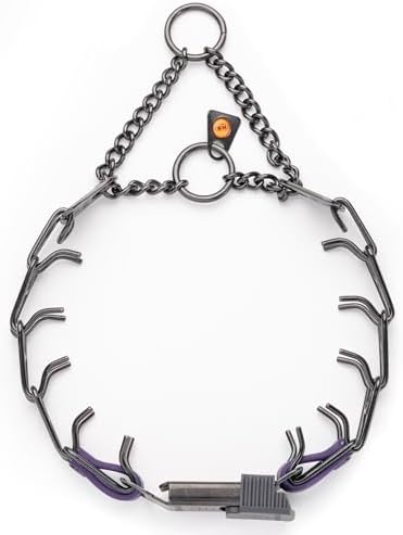 Herm Sprenger Black Stainless Steel Dog Collar with Quick Release ClicLock Buckle O-Ring Biothane Insert Training Collar Made in Germany (Violet Purple, 16in x 2.25mm(Neck Size up to 13-14in))
