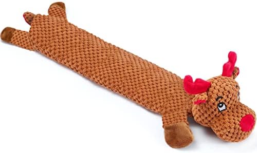 Senneny No Stuffing Dog Christmas Toys with Squeakers, Crinkle Xmas Plush Dog Toys for Large Medium Small Dogs, Durable Interactive Dog Toys for Puppies, Reindeer