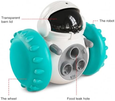 Interactive Treat Dispensing Toy for Dogs & Cats, Wobble Slow Feeder with Spinning Wheels, Slow Feeder to Keep Pets Busy, Reduce Anxiety & Prevent Boredom While Eating