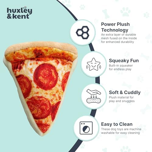 Huxley & Kent Power Plush Squeaky Dog Toy, Pup-Eroni Pizza, Large