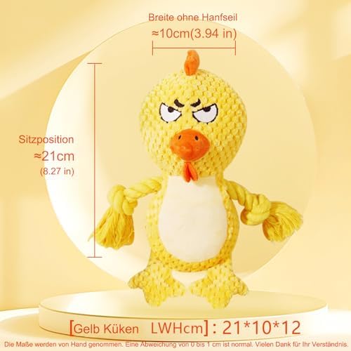 Cute Animals Interactive Dog Squeak Toys, Rope Plush Pet Chew Toys - Yellow
