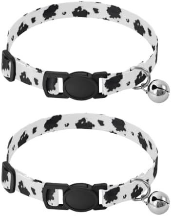 Black White Spots Adjustable Buckle Small Dog Collar 2 Pack Adjustable Pet Collar