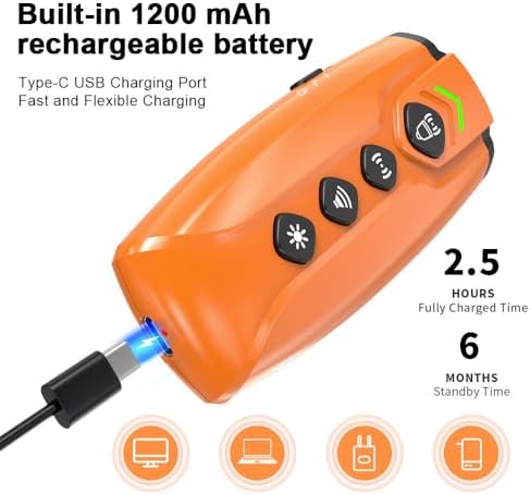 Dog Bark Deterrent Devices Rechargeable Anti-Barking Device for Dogs with 3X Ultrasonic Barking Control & Behaviour Correct Feature Better Than Dog Training Collars or Shock Collars (Black & Orange)
