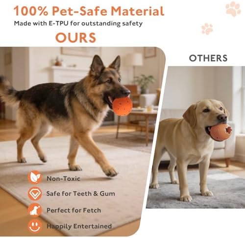 Interactive Dog Ball, Pet Toys Balls Automatic Moving & Bouncing Toy for Small Medium Large Dogs, Solid E-TPU & IPX7 Waterproof, Active Rolling Puppy Toy for Exercise and Boredom Relief(Orange)