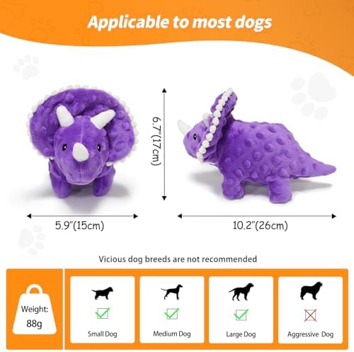 Plush Squeaky Dog Toys, 3 Pack Soft Stuffed Animals Dog Toy with Squeaker, Interactive Crinkle Dog Toys, Puppy Teething Chew Toy for Small, Medium & Large Breeds