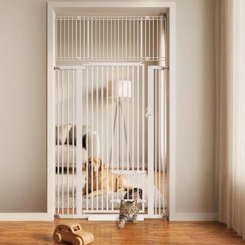 71" Extra Tall Cat Gate 29.5-40.6 Wide Pet gate with Small Cat Door,Pet Gate NO Drilling Pressure Mount Kit for Cats and Dogs Indoor Doorways liveing Room Bedroom
