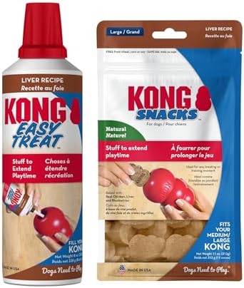 KONG - Treats Combo Pack - Easy Treat Paste and Dog Snacks - Liver Flavor for Large Dogs