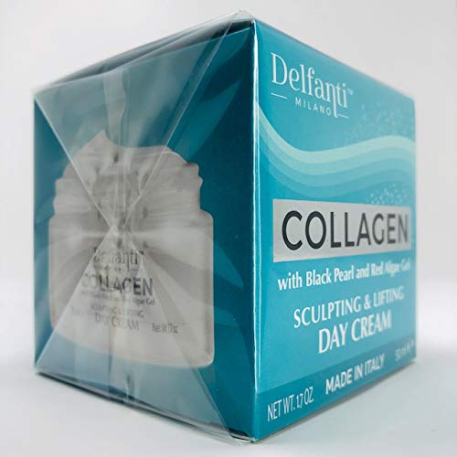 Delfanti-Milano • COLLAGEN SCULPTING AND LIFTING Day Face Cream • Face and Neck Moisturizer with BLACK PEARL and RED ALGAE GEL• Made in Italy