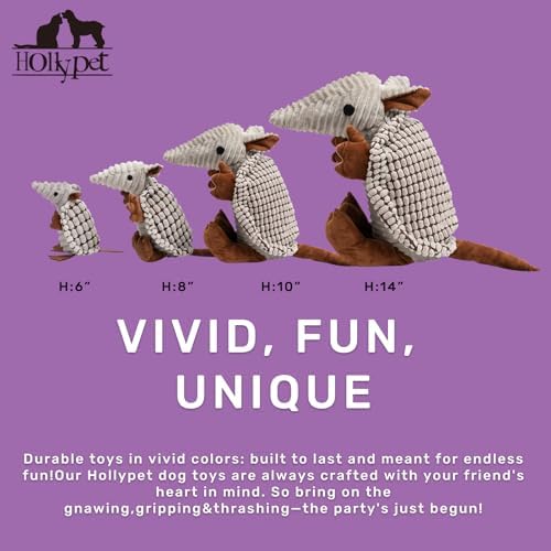 Hollypet Armadillo Squeaky Puppy Dog Toys for Small Medium Dogs, 6"