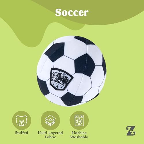 ZippyPaws SportsBallz Dog Squeaky Toys to Keep Them Busy - Soccer Ball