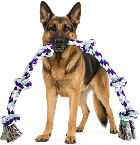 42 inch Large Heavy Duty Chewable 6 Knot Rope Interactive Toy for Large and Giant Breed Dogs