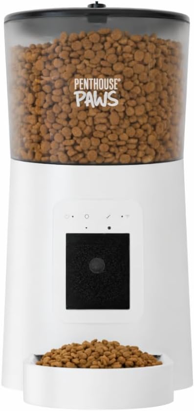 Smart HD Pet Feeder, 6L, White | 1080p Camera, 2-Way Audio, Voice Recording, Night Vision, Scheduled Meals, Backup Power, Easy to Clean, Anti-Jam Design
