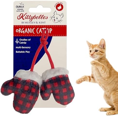 Huxley & Kent Plush Crinkle Catnip Cat Toy, Mittens for Kittens