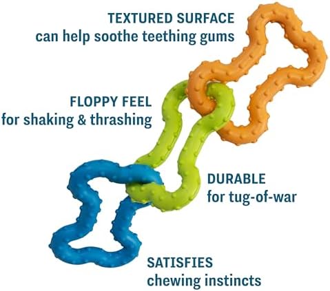 Bone Tugz Dental Dog Chew Toy, Floppy & Textured, 6.3"