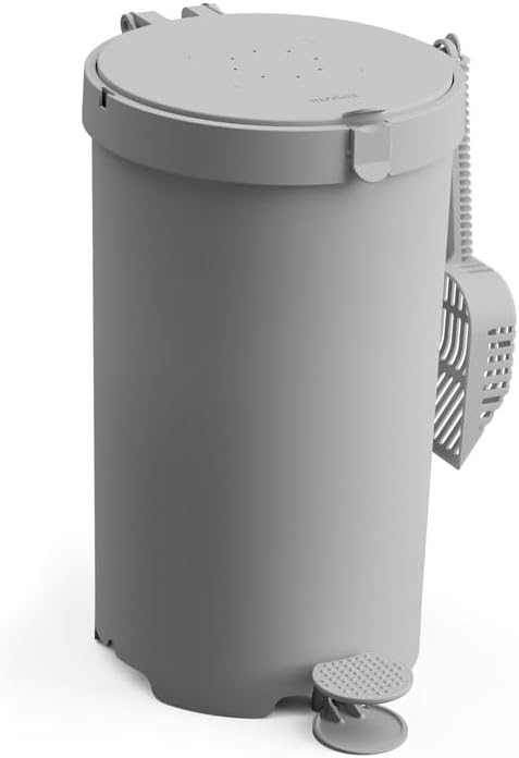Modkat Litter Keeper, Cat Litter Disposal, Scoop, Filters & Bags, Gray | Odor-sealing litter disposal includes a scoop, charcoal filters and recycled waste bags