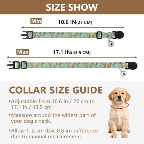 Turtle Coral Ocean Blue Puppy Collar 2 Pack Comfortable Cat Collar Adjustable 10.6 to 17.1 Inches