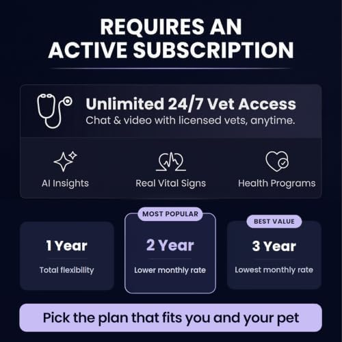 V3.0 Dog Health Monitor – AI Health Collar with 24/7 Vital Signs Tracks Pain GPS, Telehealth AskaVet & Share with Your Vet & Apple Watch Sync – Subscription Required (Medium)