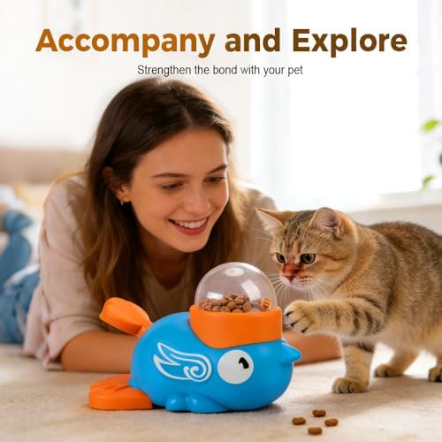 Dog Interactive Treat Dispenser Toy, 2026 New 2-in-1 Interactive Dogs Toys Food Puzzle Slow Feeder, Safe Dog Food Slow Treat Feeding Dispenser for Small & Large Cats Dogs (Yellow +Blue)