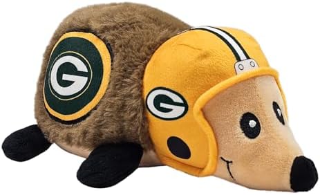 NFL Green Bay Packers Plush Hedgehog Toy for Dogs & Cats, Cool Soft Pet Toy for Fun and Interactive Play, Dog Chew Toy with Squeaker, Licensed Hot Pet Toy