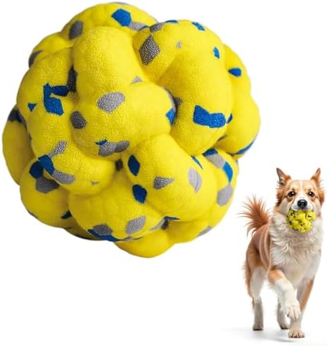 Moonorange Upgrade Dog Balls Interactive Toys for Aggressive Chewers, Indestructible Tennis Durable Bouncy for Fetch Game, Lightweight Floating, Yellow