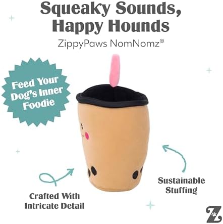 ZippyPaws NomNomz Dog Squeaky Toys to Keep Them Busy - Boba Milk Tea