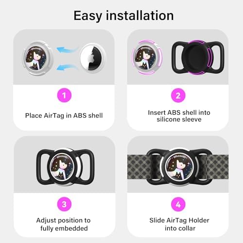 Waterproof AirTag Holder for Dog Collar, Soft Slide-On Dog AirTag Holder | Full-Body Protection, No-Dangle Fit, Ultra-Durable, Lightweight, Tool-Free Installation, Fits Dog & Cat Collars