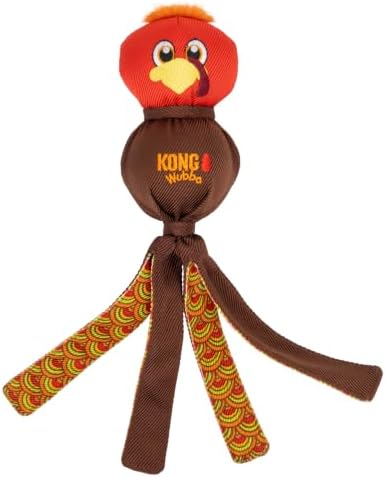 KONG Thanksgiving Wubba Turkey Large 2 Pack – Durable Interactive Tug & Toss Dog Toy