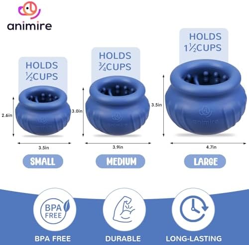 Wobbly Dog Enrichment Lick Toy, Stuffable Frozen Lick Bowl to Keep Dogs Busy, Long-Lasting Interactive Treat Dispensing Dog Toy, Silicone Fetch Catch Chew Toy(Dark Blue,S)