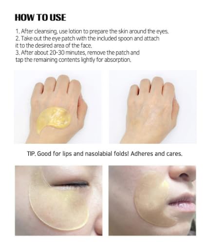 LEBELAGE Eye Patch Hydrogel 24K Gold 60 Sheets | Cooling Hydrogel Under Eye Patches with Gold | Moisturizing Eye Care for Daily Skincare Routine