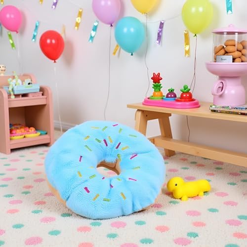 1Pcs Blue Donut Dog Chew Toy Soft Plush Donut Sound Toy Cute Pet Bite Squeaker Sound Puppy Dog Plush Chewing Toy Pet Supply for Puppy Squeak Toys