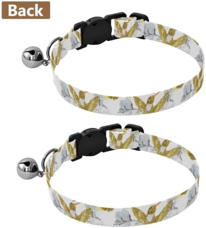 Golden Hummingbirds Flowers Cat Collar Breakaway with Bell 2 Pack Kitten Collar Adjustable 10.6 to 17.1 Inches