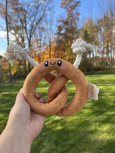 Territory Fun Food Squeaky Rope Tug Toy for Dogs, Pretzel