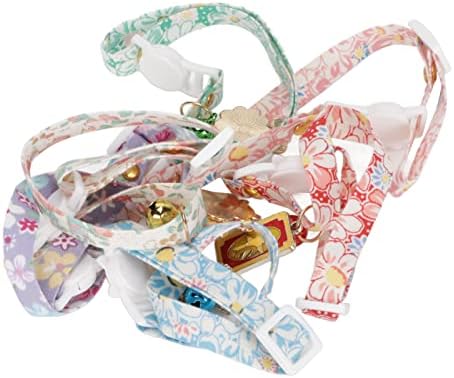 Pet Pattern Collars Set of 6 Cute Soft Adjustable Dog Collars with Bell for Small Animals - Polyester Material