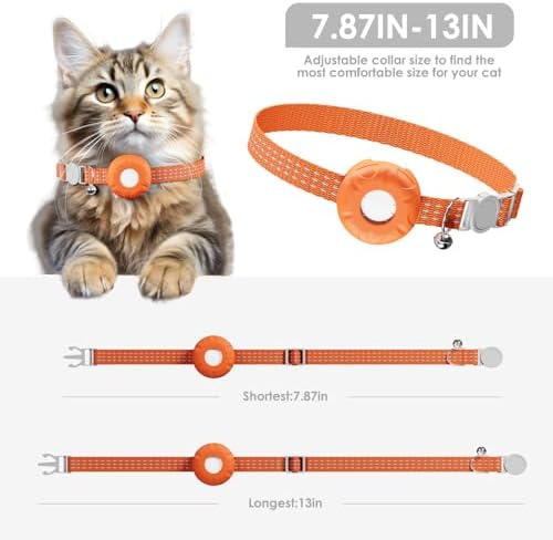 Smart Cat GPS Tracker | Real-Time Location & Cat Tracker Compatible with Apple Find My App (Only iOS) | Territory & Location History | Up to 5-Day Battery | Breakaway Collar Included, Orange
