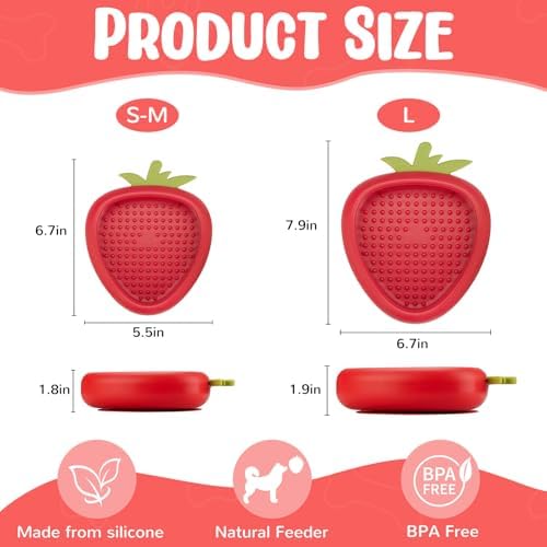 Freeze Dog Lick Bowl, Animire Non-Slip Slow Feeder Lick Mat for Dogs, Silicone Dog Enrichment Bowl for Distraction Anxiety Relief Boredom, BPA Free, Dishwasher Safe(Red,L)