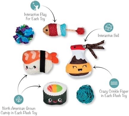 Fringe Studio True SOYMATES, Set of 6, Multipack Cat Toy Set, Pet Shop Collection (610008)