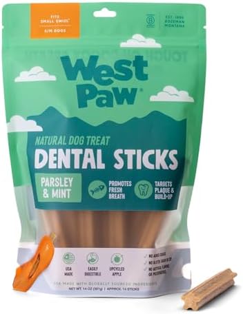 WEST PAW Dental Sticks Durable Dog Chew for Interactive Play, Clean Teeth and Fresh Breath - Safe Reliable and Long Lasting - 14 oz Bag for Small Dogs