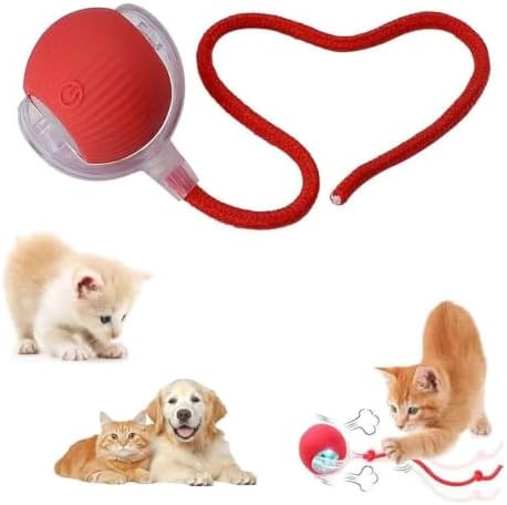 Interactive Pet Toy Ball, Automatic Dog Toy, Electric Dog & Cat Active Toys, Smart Chase Pet Toy Ball for Dogs Motion Activated (Red)