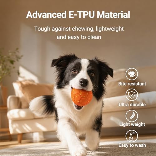 Interactive Dog Toy, Smart Automatic Dog Ball with 3 Interactive Modes, Durable E-TPU, Active Moving Ball Keep Them Busy, Moving Dog Toy for Medium and Large Dogs, Orange