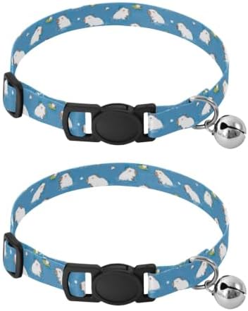 Cute Cartoon Capybaras Blue Metal Bell Included Small Dog Collar 2 Pack Collar for Kitten