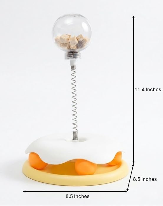 Wobble Treat Dispenser Cat Toy - Spring Ball and Interactive Track Base