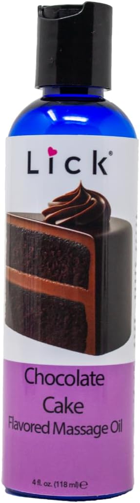 Lick Chocolate Cake Flavored Massage Oil – Decadent Bakery-Inspired Edible Massage Oil with Vitamin E, Rich Smooth Glide for Couples Massage Nights, 4 oz