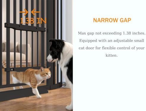 71" Extra Tall Cat Gate 29.5-40.6 Wide Pet gate with Small Cat Door,Pet Gate NO Drilling Pressure Mount Kit for Cats and Dogs Indoor Doorways liveing Room Bedroom-Black