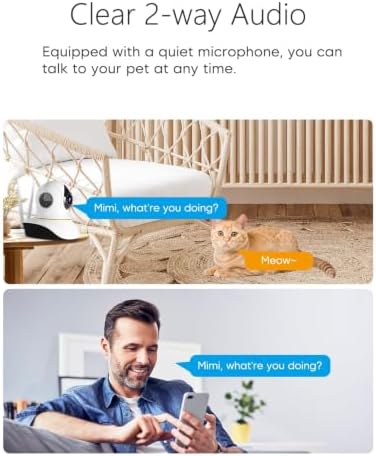 VSTARCAM Interactive Pet Camera with Dual WiFi Antennas, 360° Pan-Tilt, 2K Dog & Cat Camera with Phone APP, 2.4GHz WiFi, IR Night Vision, Motion Detection, 2-Way Audio, Dog Cameras for Pet Monitoring