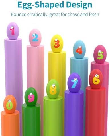 Squeaky Dog Toys for Small Dogs, 3 Pack Soft Puppy Chew Toy Set, Funny Numbers Squeaky Dog Balls, Interactive Fetch Playing Egg Balls for Puppy Small Breeds, 1.7"*2.4"